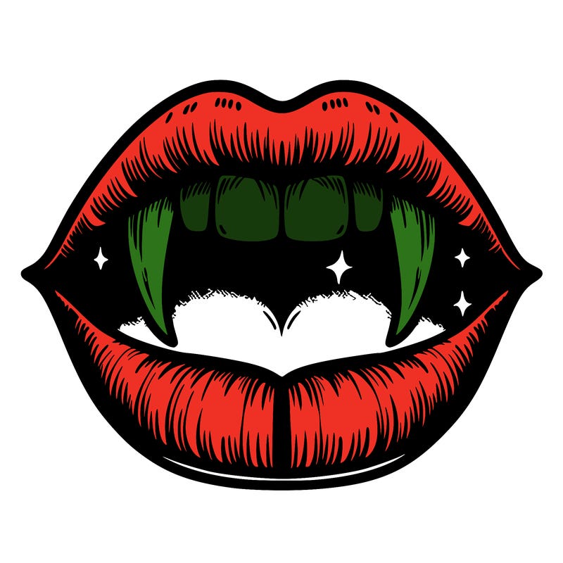 lips with vampire teeth