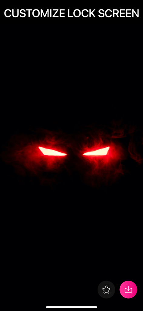 VIBE 4K Wallpapers Cool Screen - A dark aesthetic 4K wallpaper featuring glowing red eyes on a phone lock screen interface