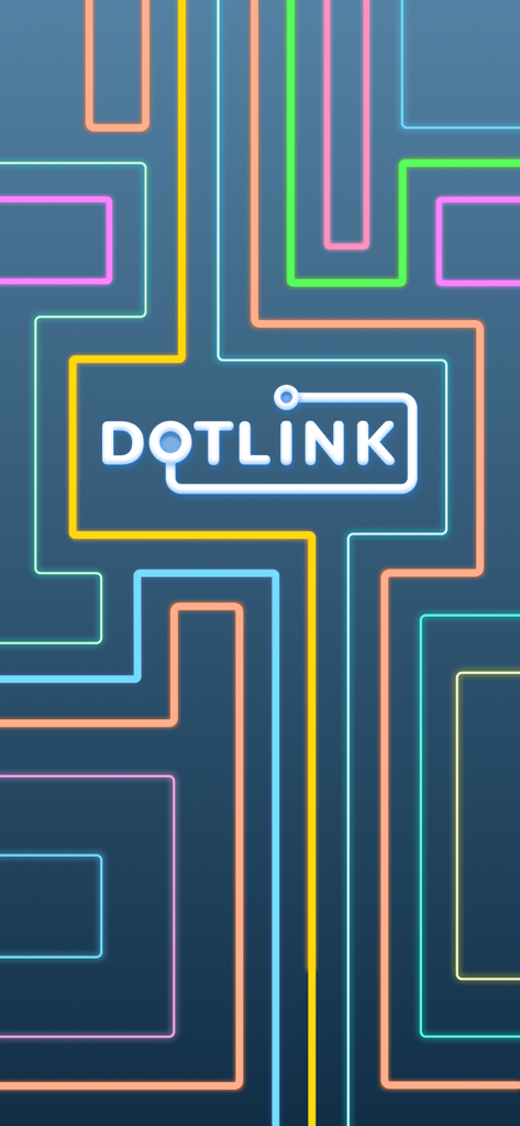 Dot Link game logo on a dark background with colorful neon connecting lines