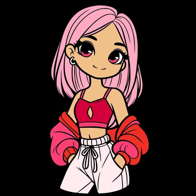 girl with crop top and sweat pants