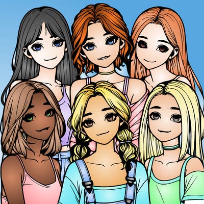 a group of girls realistic
