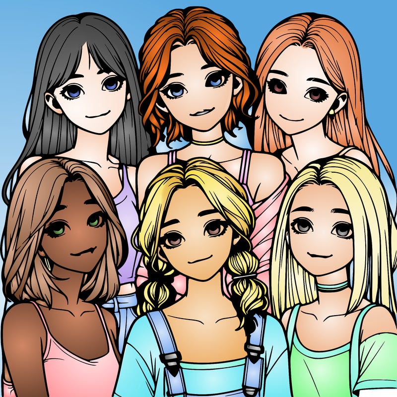 a group of girls realistic