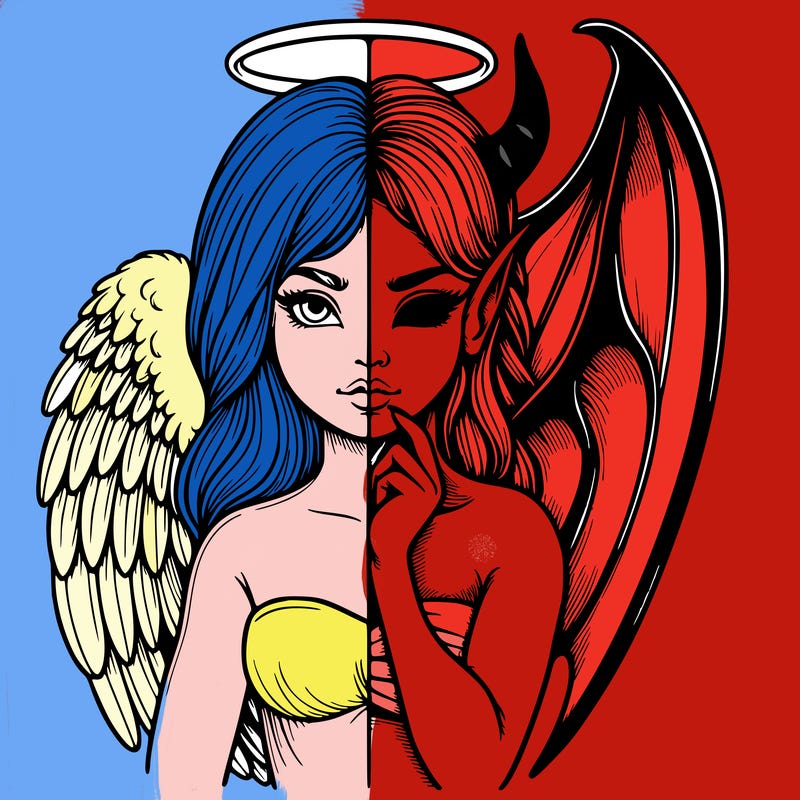 realistic angel half demon