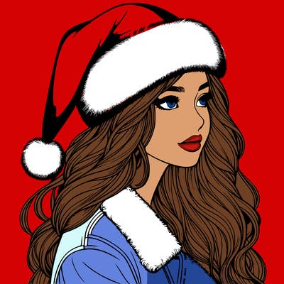 realistic girl in santa hat