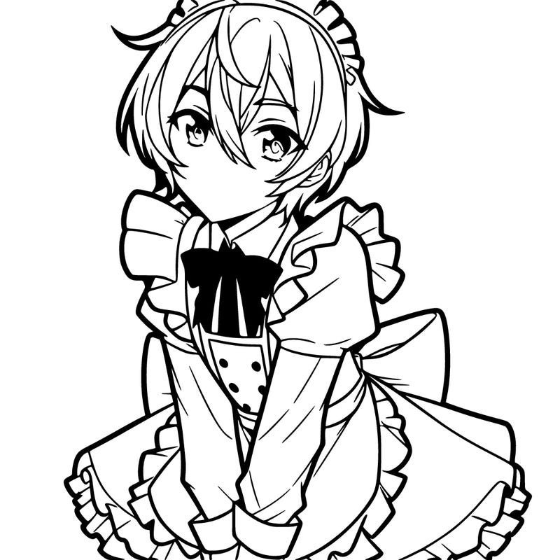 male anime character in a maids dress