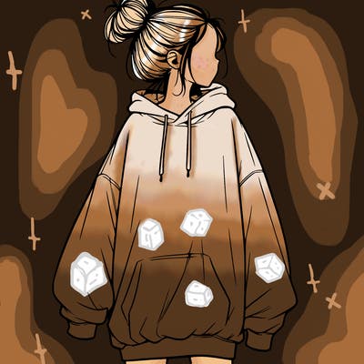 realistic girl with a oversized sweatshirt on and a bun