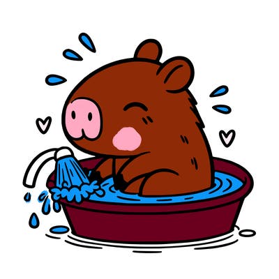 capybara taking a bath
