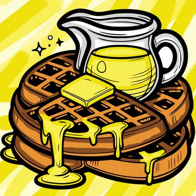 waffles: topped with syrup and butter