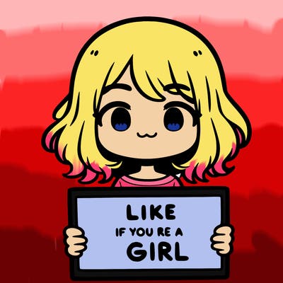 a cute girl holding a sign that says like if you’re a girl