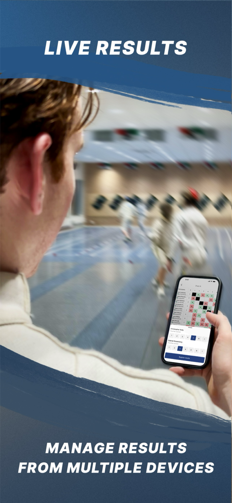 Fencer - Person tracking live fencing tournament scores on a mobile phone during a competition
