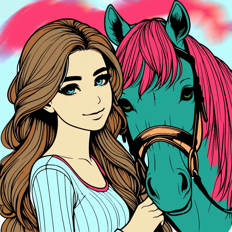 realistic girl with horse