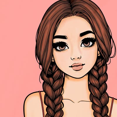 realistic girl with braids