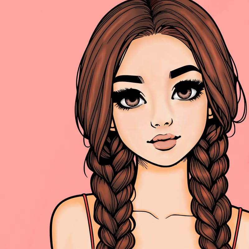 realistic girl with braids