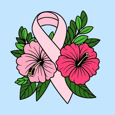 breast cancer awareness with hibiscus flowers
