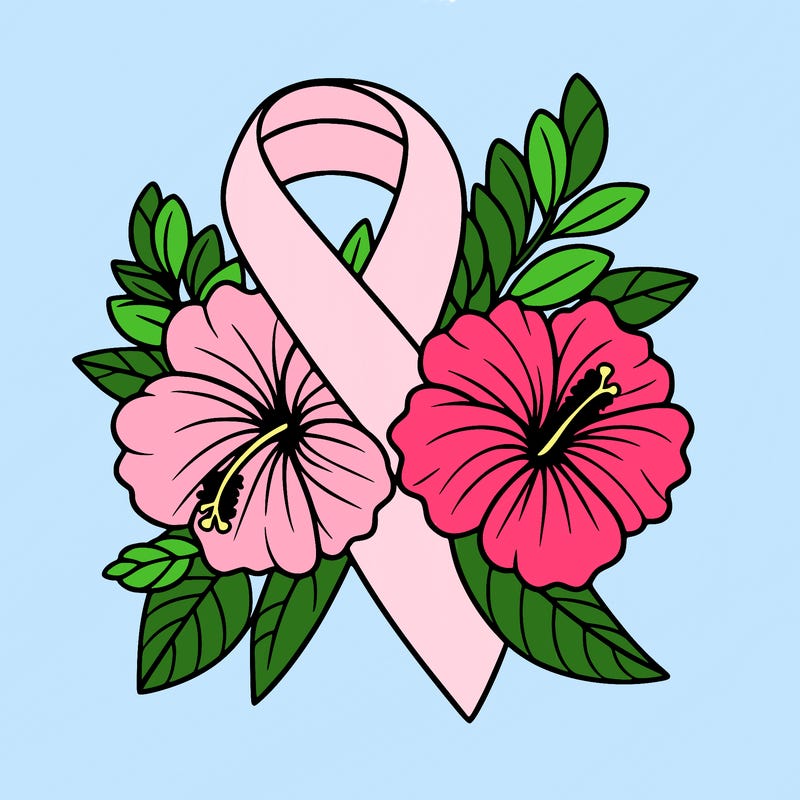 breast cancer awareness with hibiscus flowers