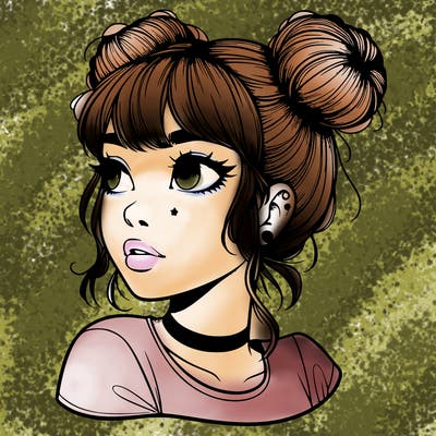 realistic girl with spacebuns