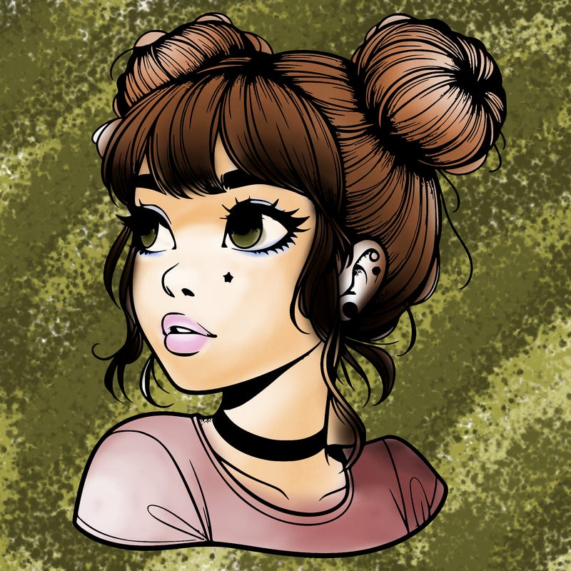realistic girl with spacebuns