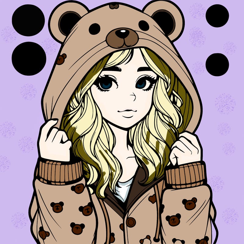 realistic girl in a animal pjs hoodie