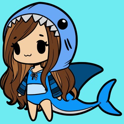 girl with shark outfit
