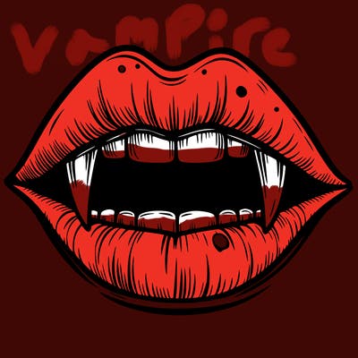 lips with vampire teeth