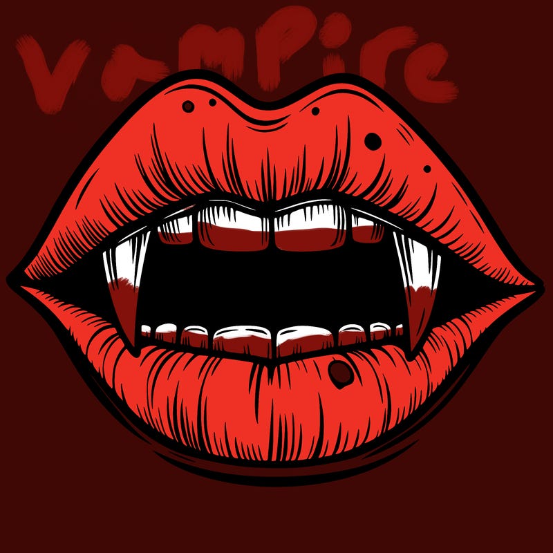 lips with vampire teeth