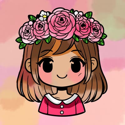 a girl with rose flower crown smiling