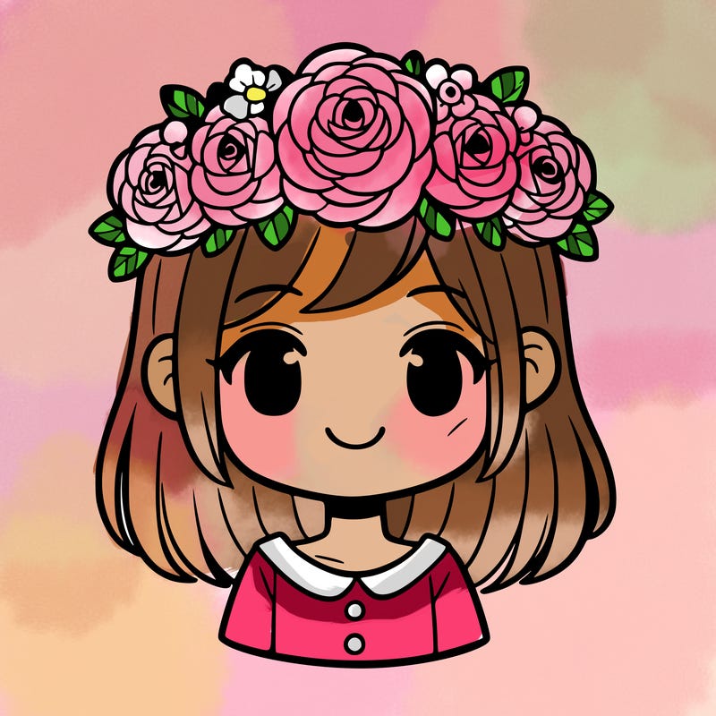 a girl with rose flower crown smiling