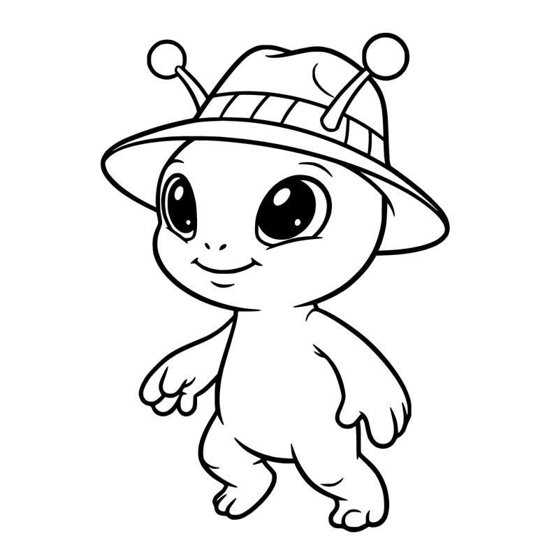 cute alien with a hat