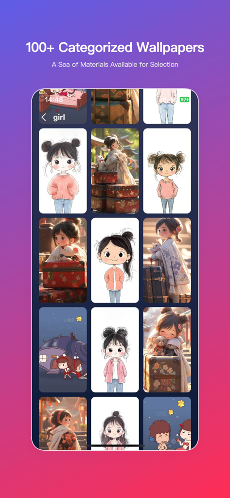 Live - LivePhoto maker - Una galería de fondos de pantalla animados estéticos y lindos con temática de chicas en la interfaz de la aplicación