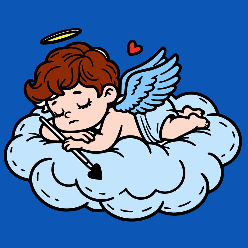 cupid asleep on a cloud