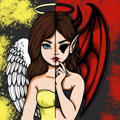 realistic angel half demon