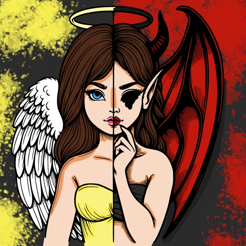 realistic angel half demon