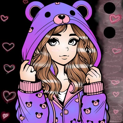 realistic girl in a animal pjs hoodie