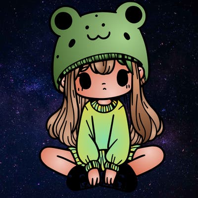 a girl wearing a frog hat and some frog socks