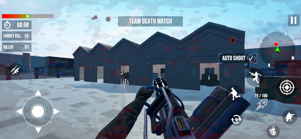 Fps Commando Shooting Gun Game - First person shooter gameplay with a minigun in a team death match mode.