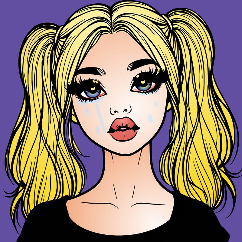 realistic girl with ponytails and lips