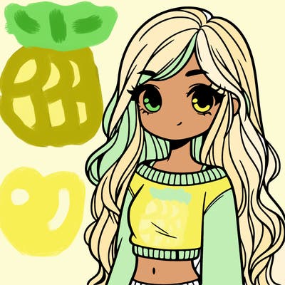 girl with long hair and a crop top with a sweater