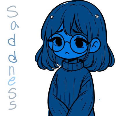 sad girl with glasses in a sweater