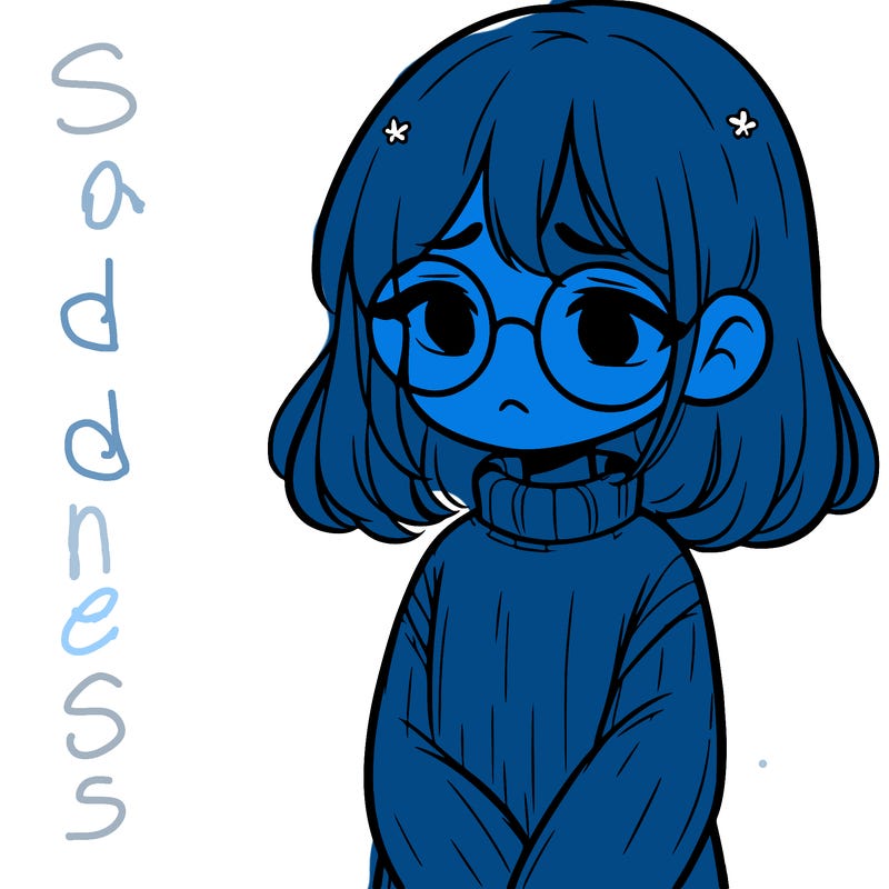 sad girl with glasses in a sweater