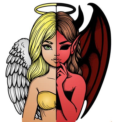 realistic angel half demon