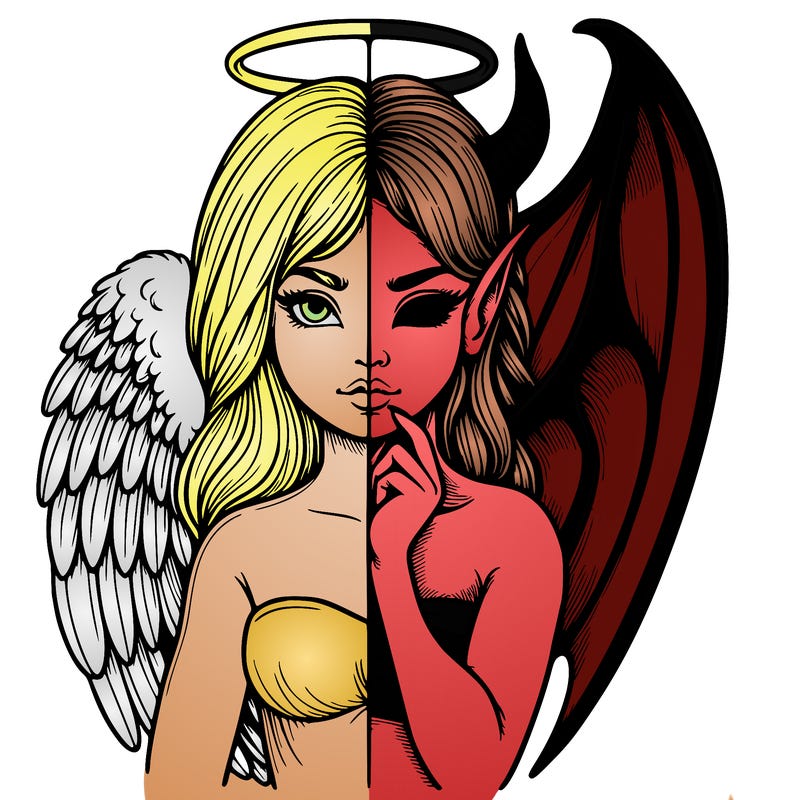 realistic angel half demon