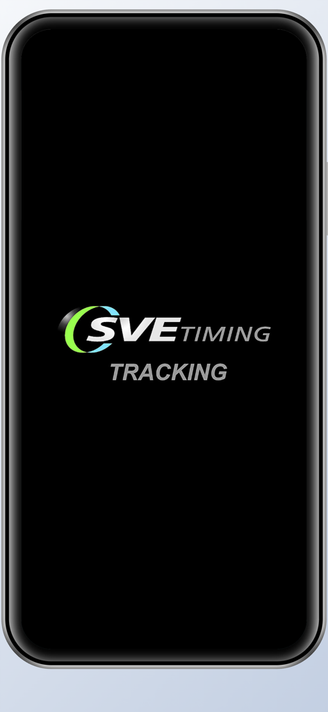 SVE Live! - SVE Timing Tracking app logo on a black splash screen