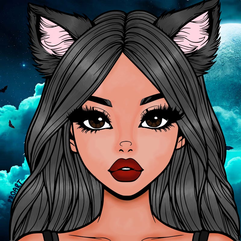 realistic girl with fox ears and realistic lips