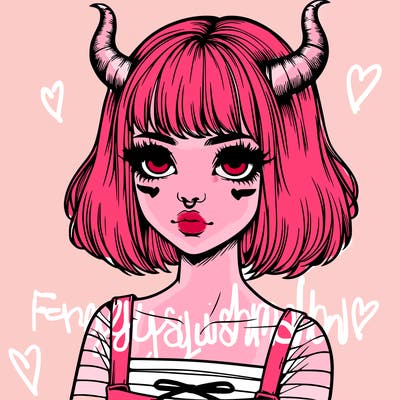 realistic girl with horns