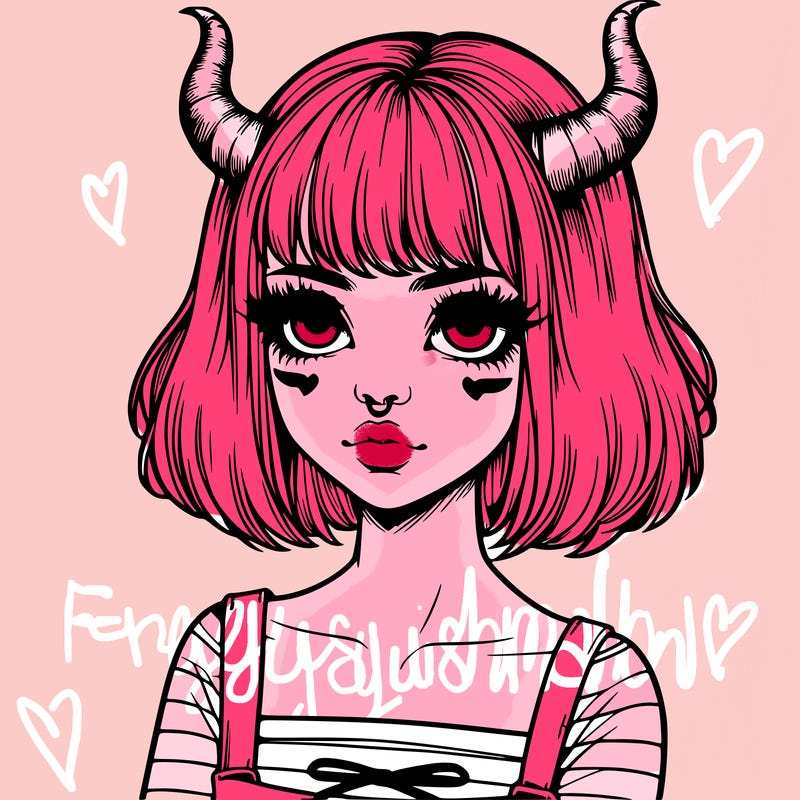 realistic girl with horns