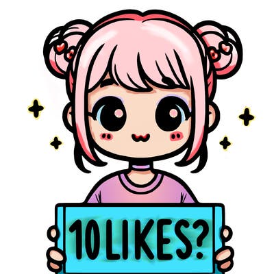 cute girl that is holding a sign that says 10 likes?