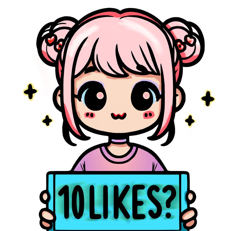 cute girl that is holding a sign that says 10 likes?