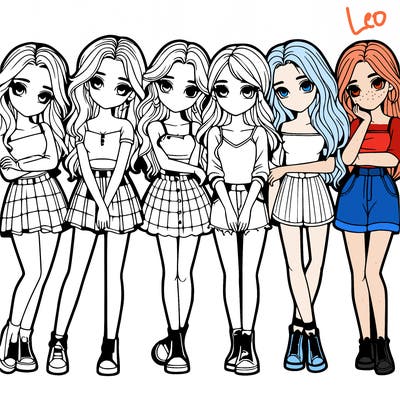 a group of girls realistic