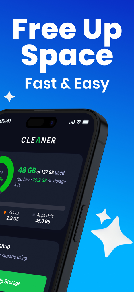 AI Phone Cleaner・Clean Storage - Interface of AI Phone Cleaner app displaying storage usage and free up space message