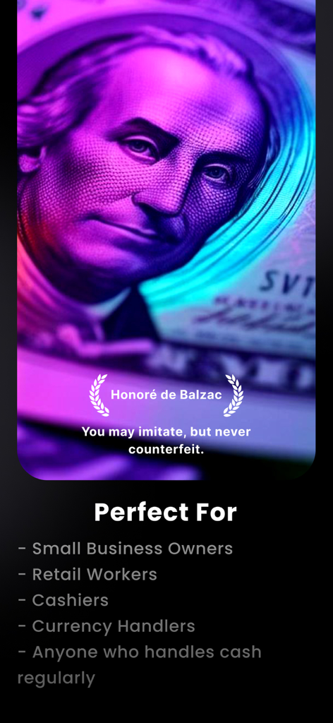 Cash Guard: Identify Fake Bill - Uma lista de usuários ideais para o aplicativo Cash Guard, como proprietários de pequenas empresas e caixas
